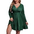 thumbnail image 1 of Zeagoo Plus Size Women's Sequin Glitter Dress Crushed Long Sleeve Sexy V Neck Club Party Pleated Swing Skater Dress, 1 of 7