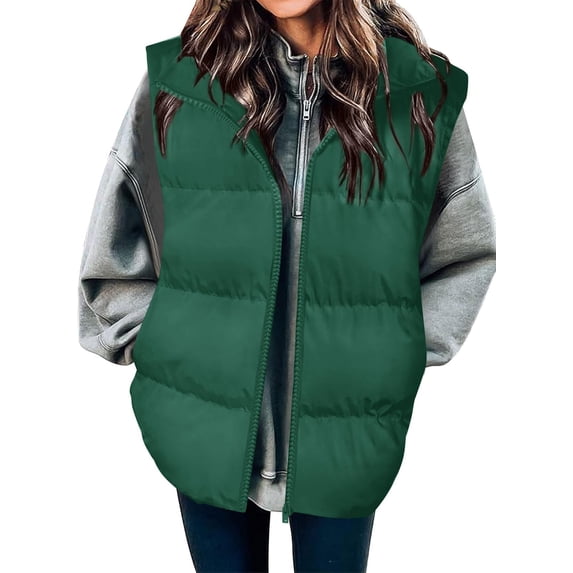Zeagoo Puffy Vest Women Sleeveless Lightweight Outerwear Vests with Pockets Warm Puffer Casual Winter Wear