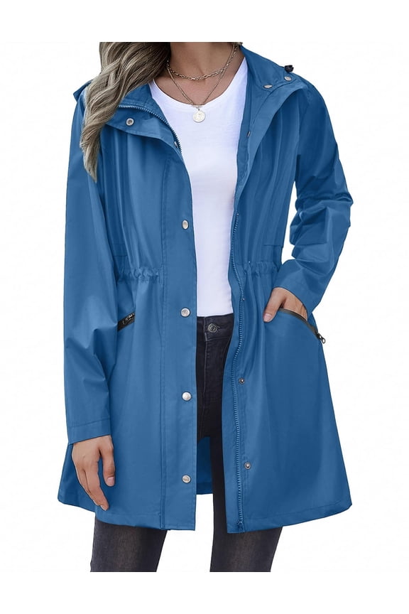 Rain Jacket for Women Waterproof Raincoat with Hood Lightweight Lined Windbreaker Travel Jacket