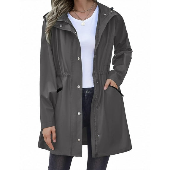 Zeagoo Rain Jacket for Women Waterproof Raincoat with Hood Lightweight Lined Windbreaker Travel Jacket