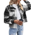 thumbnail image 1 of Zeagoo Shacket Women Cropped Flannel Plaid Button Down Jacket Houndstooth Casual Fall Fashion Coats, 1 of 2