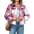 thumbnail image 1 of Zeagoo Shacket Women Cropped Flannel Plaid Button Down Jacket Houndstooth Casual Fall Fashion Coats, 1 of 6