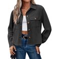 thumbnail image 1 of Zeagoo Shackets for Women Cropped Corduroy Jacket Button Down Shirts Long Sleeve Crop Lapel Shacket Tops, 1 of 6
