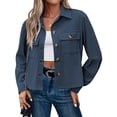 thumbnail image 1 of Zeagoo Shackets for Women Cropped Corduroy Jacket Button Down Shirts Long Sleeve Crop Lapel Shacket Tops, 1 of 6