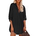 thumbnail image 1 of Zeagoo Shirt Dress for Women Button Down Blouse Linen Tops Long Sleeve Baggy Shirts Light, 1 of 7