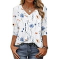 thumbnail image 1 of Zeagoo Women's 3/4 Sleeve V Neck Shirts Casual Basic Floral Blouses Fashion Business Work Tunic Tops, 1 of 6