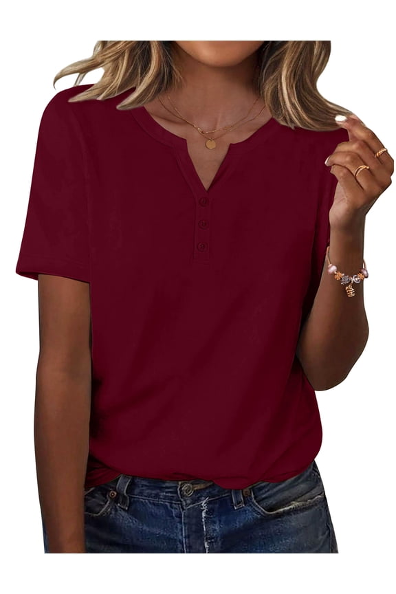 Womens Summer Tops Casual Short Sleeve V Neck T-Shirts Business Dressy Work Blouses