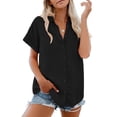 thumbnail image 1 of Zeagoo Shirts for Women Trendy Rolled Cuffed Short Sleeve Button Up Blouse Business Casual Tops, 1 of 6