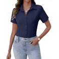 thumbnail image 1 of Zeagoo Short Sleeve Button Down Blouses for Women Tailored Business Work Shirts Summer Tops, 1 of 10