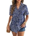 thumbnail image 1 of Zeagoo Short Sleeve Button Down Women Cotton Tops for Women V Neck Linen Blouse Tunics Plain Office Work Blouses, 1 of 5