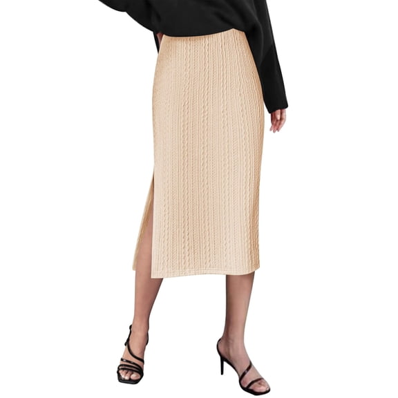 Zeagoo Skirts for Women Office Midi Skirts Women's High Waist Skirt for Women Midi Length Party Knit Skirt