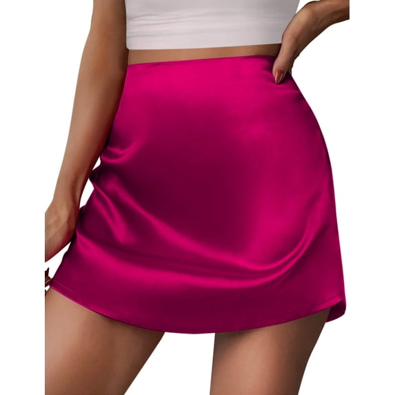 Zeagoo Skirts for Women Summer Skirts 2025 Casual Stain High Waist Silk Mini School Skirt Cute Skirt