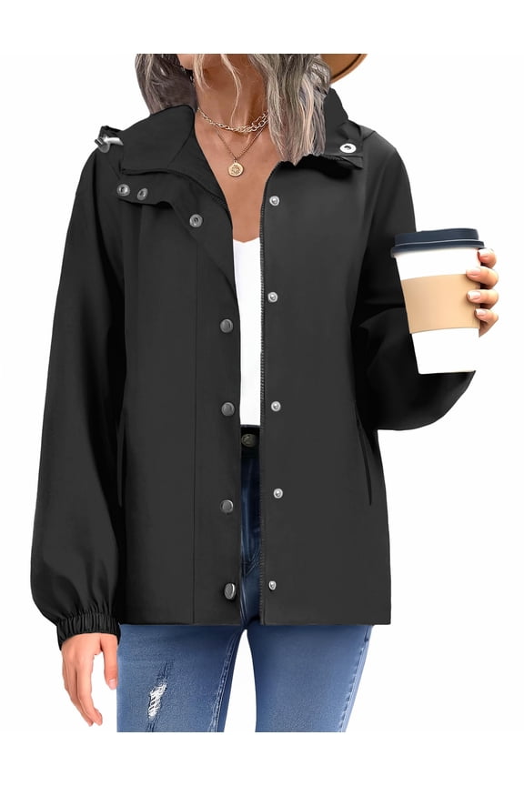 Spring Rain Coats for Women Rain Jacket Lightweight Waterproof Jackets with Hood Fashion Windproof Raincoat with Pockets