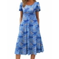 thumbnail image 1 of Zeagoo Summer Dresses for Women 2025 Casual Midi Dress A Line Pleated Sundress Short Sleeve Dress Flare Sundress, 1 of 7