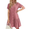 thumbnail image 1 of Zeagoo Summer Dresses for Women Button Down Cotton Linen Dress A Line Swing Sundress Short Sleeve Ruffle Hem Dress, 1 of 6