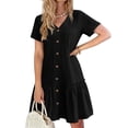 thumbnail image 1 of Zeagoo Summer Dresses for Women Button Down Cotton Linen Dress A Line Swing Sundress Short Sleeve Ruffle Hem Dress, 1 of 6