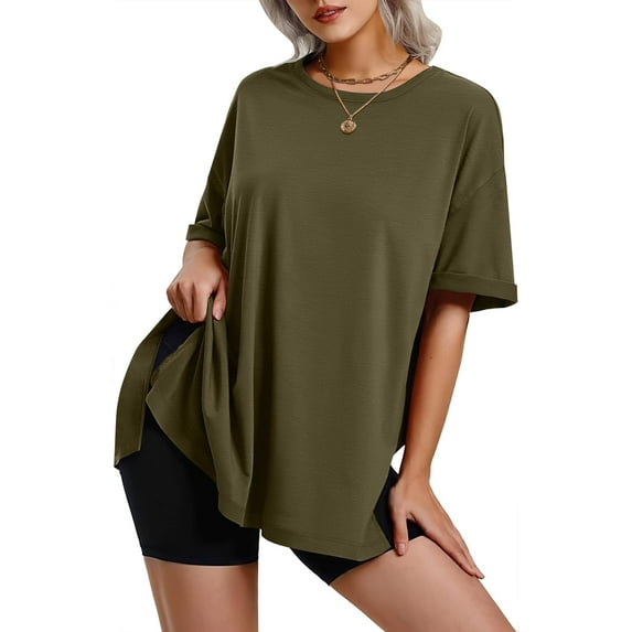 Zeagoo Summer T Shirts for Women Oversized Crew Neck Tees Short Sleeve Loose Fit Workout Tops