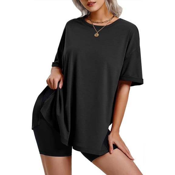 Zeagoo Summer T Shirts for Women Oversized Crew Neck Tees Short Sleeve Loose Fit Workout Tops