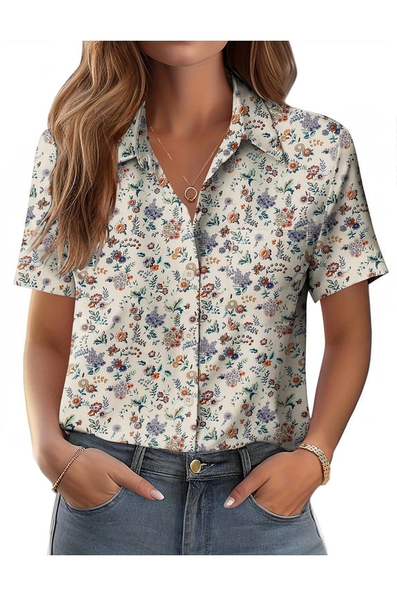 Summer Tops for Women 2025 Short Sleeve Button Down Shirts Classic Work Blouses Casual Business Clothes
