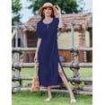 thumbnail image 1 of Zeagoo Sundress Dress Women's Casual Loose A Line Crewneck Split Maxi Cover Up Holiday Beach Tropical Bohemian Shift Sun Dress Outfits with Pockets, 1 of 6