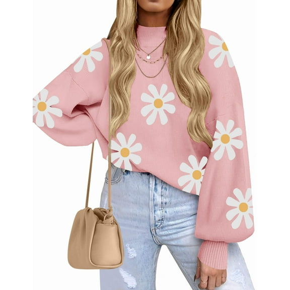 Zeagoo Sweaters for Women Fall Fashion 2025 Trendy Long Sleeve Turtleneck Pullover Lantern Knit Sweater Tops Cream