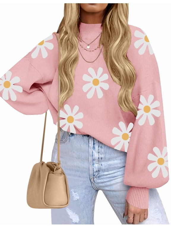Sweaters for Women Fall Fashion 2025 Trendy Long Sleeve Turtleneck Pullover Lantern Knit Sweater Tops Cream