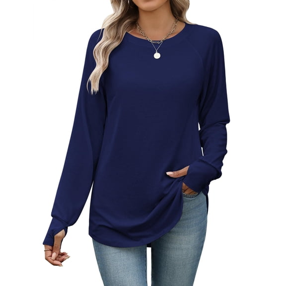 Zeagoo Tshirts For Women Thumb Hole Cotton Long Sleeve Shirts Tunic Blouses for Leggings