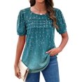 thumbnail image 1 of Zeagoo Tunic Tops for Women Business Casual Puff Short Sleeve Summer Outfit Loose Fit Shirt Crewneck Flowy Blouses, 1 of 5