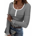 thumbnail image 1 of Zeagoo Women's T Shirt Long Sleeve Casual Square Neck Tops Slim Fit Rib Knit Basic Tee Spring Summer Clothes, 1 of 6