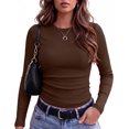 thumbnail image 1 of Zeagoo Women Basic Tee Long Sleeve Tops Crewneck Ribbed Knit Fitted Tshirts Dressy Casual Fall Clothes, 1 of 6