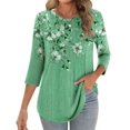 thumbnail image 1 of Zeagoo Women Blouses 3/4 Length Sleeve Loose Shirts Cute Spring Summer Blouses Pleated Floral Tunics Crewneck Clothes, 1 of 5