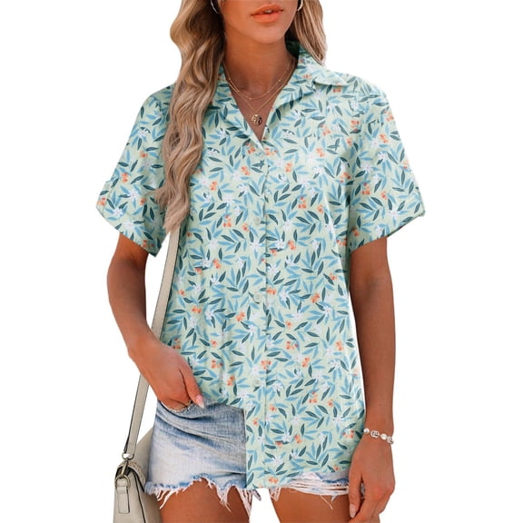 Zeagoo Women Button Down Shirt Short Sleeve Cotton Blouses Collared Button Up Summer Beach Vacation Tops