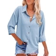 thumbnail image 1 of Zeagoo Women' Button Down Shirts Casual Pleated Long Sleeve Shirt, 1 of 4