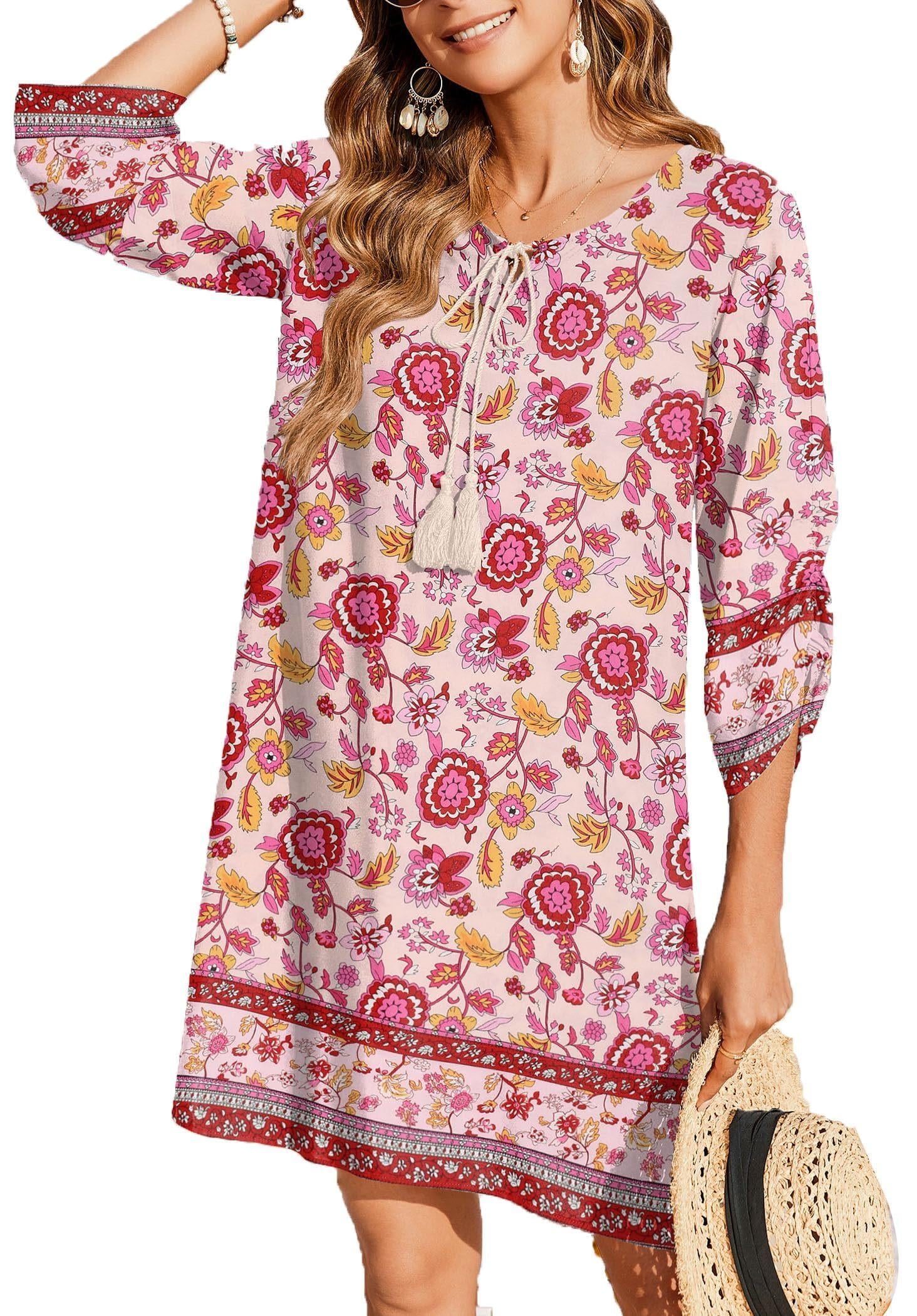 floor length dress for wedding guest Elegant Long Sleeve V Neck Chiffon V David Donahue Men’s Blue Color:Pink Floral Print Brunch Chic