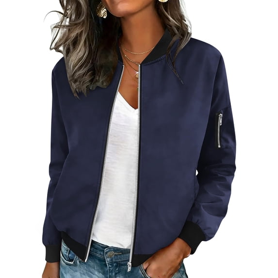 Zeagoo Women' Coats Casual Long Sleeve Bomber Jackets Fashion Zip Up Outwear With Pockets