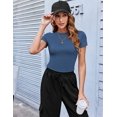 thumbnail image 1 of Zeagoo Women Crewneck Slim Fitted Short Sleeve T Shirts Cute Stretchy Bodycon Basic Tee Tops, 1 of 3