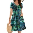 thumbnail image 1 of Zeagoo Women Dress Casual T Shirt A Line Mini Simple Solid Sundresses with Sleeve, 1 of 6