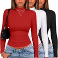thumbnail image 1 of Zeagoo Women Fall Clothes 3 Pack Long Sleeve Shirts Slim Fit Mock Neck Tops, 1 of 6
