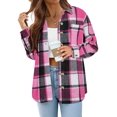 thumbnail image 1 of Zeagoo Women Flannel Shacket Jacket Plaid Button Down Long Sleeve Shirt Blouse Fall Outfits 2025, 1 of 4