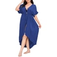 thumbnail image 1 of Zeagoo Women Plus Size Long Cover up Stripe Bikini Coverups Kimono Tie Front Bathing Suit Swimsuit Beachwear, 1 of 6