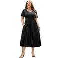 thumbnail image 1 of Zeagoo Women Plus Size Short Sleeve Dress Loose Summer Casual A-Line Flowy Midi Dresses with Pockets, 1 of 6
