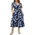 thumbnail image 1 of Zeagoo Women Plus Size Short Sleeve Dress Loose Summer Casual A-Line Flowy Midi Dresses with Pockets, 1 of 4