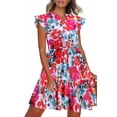 thumbnail image 1 of Zeagoo Women Summer Casual Dresses Shift Tunic V Neck Tiered Ruffle Dress A-Line Short Sleeve Dress, 1 of 6