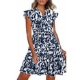 thumbnail image 1 of Zeagoo Women Summer Casual Dresses Shift Tunic V Neck Tiered Ruffle Dress A-Line Short Sleeve Dress, 1 of 6