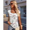 thumbnail image 1 of Zeagoo Women Summer Tops Cute Square Neck Tank Tops Loose Dressy Casual Shirts Cap Sleeve Tunic Tops, 1 of 3