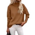 thumbnail image 1 of Zeagoo Women' Turtleneck Sweater Fall Winter Chunky Knitted Pullover High Low Hem Trendy Basic Jumper Top, 1 of 5