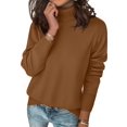 thumbnail image 1 of Zeagoo Women' Turtleneck Sweater Long Sleeve Spilt Hem Casual Knit Pullover Chunky Fall Winter Jumper Top, 1 of 6