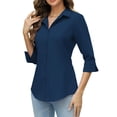 thumbnail image 1 of Zeagoo Women Work Shirts Button Down Three Quarter Sleeve Short Sleeve Office Blouses for Women, 1 of 6