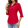 thumbnail image 1 of Zeagoo Women Work Shirts Button Down Three Quarter Sleeve Short Sleeve Office Blouses for Women, 1 of 7