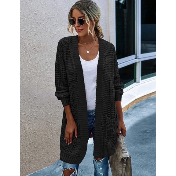 Zeagoo Women's 2025 Fall Long Batwing Sleeve Open Front Chunky Knit Cardigan Sweater